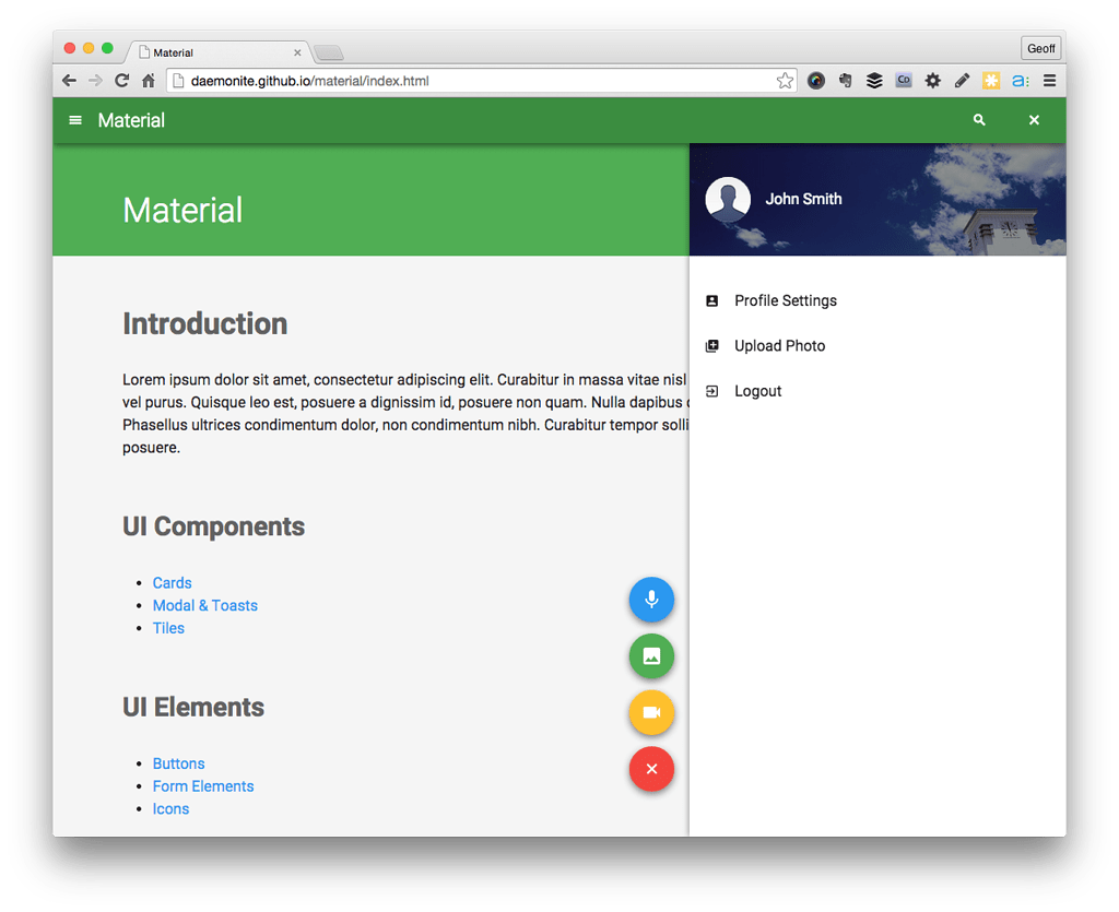 Material: HTML5 UI design based on Google Material - material - Daemon Labs